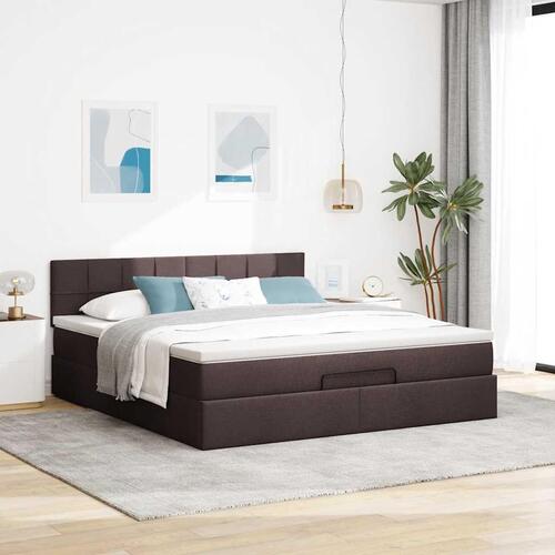 Osmannisk sengeramme med madras 160x200 cm stof mørkebrun