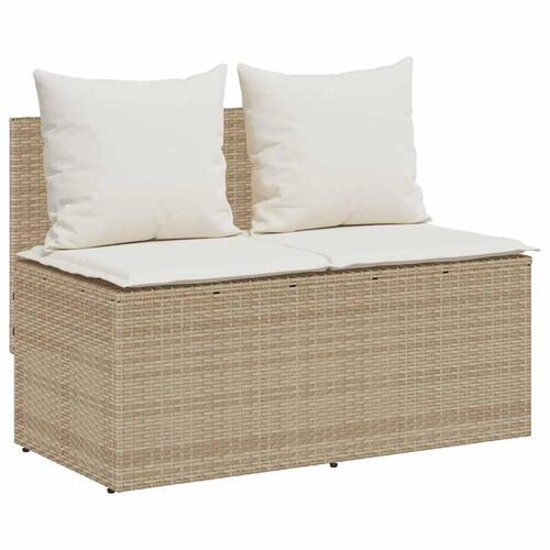 Spisebordssæt til haven 3 dele med hynder polyrattan beige