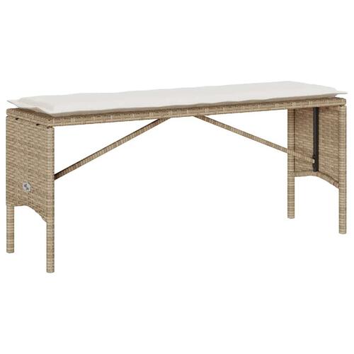 Spisebordssæt til haven 3 dele med hynder polyrattan beige