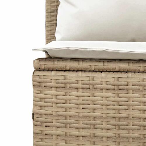 Spisebordssæt til haven 3 dele med hynder polyrattan beige