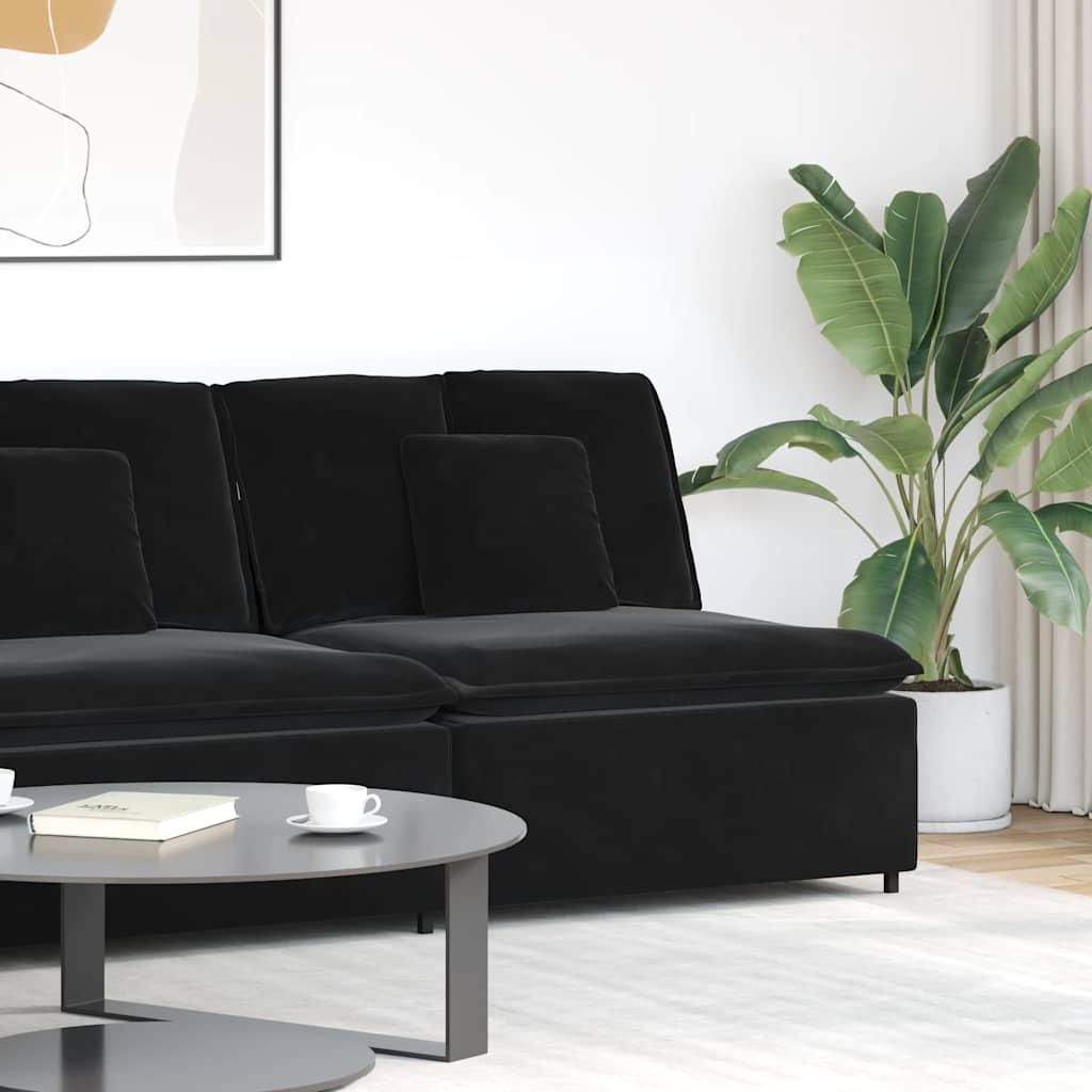 Modulopbygget sofacentermodul med hynder 100 cm - sort fløjl billede