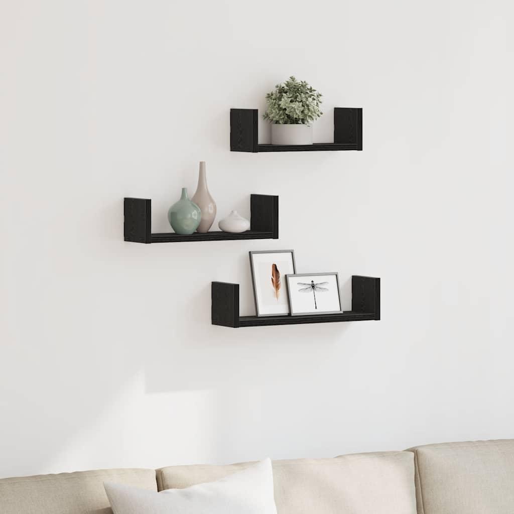 Væghylder Konstrueret Træ Etræsfarve Sort Eg - 40 x 10 x 8 cm