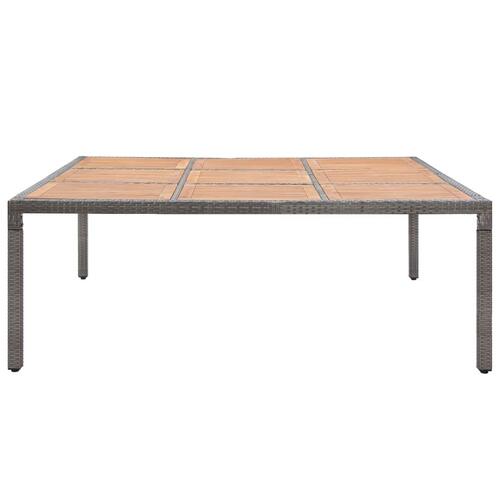 Havebord 200x200x74 cm polyrattan og akacietræ grå