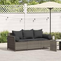 3-personers havesofa med hynder polyrattan grå