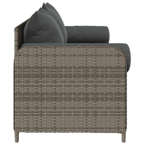 3-personers havesofa med hynder polyrattan grå