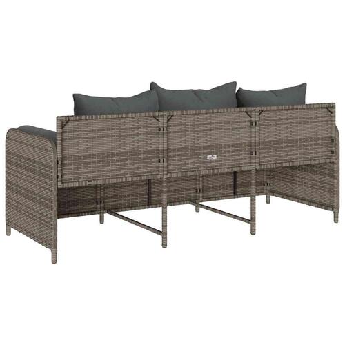 3-personers havesofa med hynder polyrattan grå