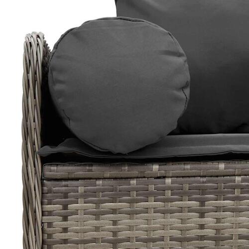 3-personers havesofa med hynder polyrattan grå
