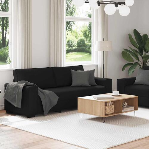 2 personers sofa med hynder stof sort