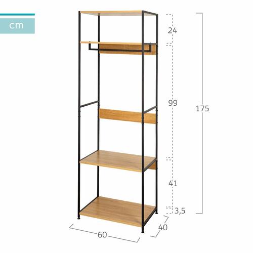 Skab Max Home Stål Melamin spånplade 60 x 175 x 40 cm