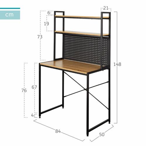 Skrivebord med hylder Max Home Stål Melamin spånplade 84 x 148 x 50 cm