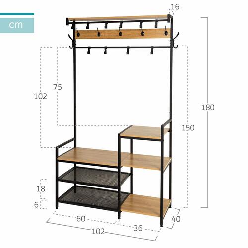 Stativ med Hylde Max Home Stål Melamin spånplade Minimalistisk 102 x 180 x 40 cm