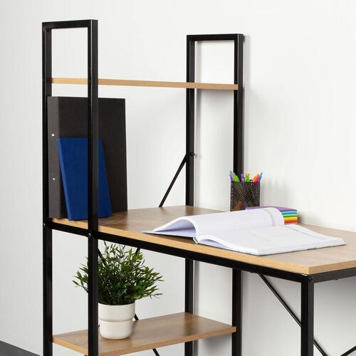 Skrivebord med hylde Max Home Stål Melamin spånplade 120 x 12 x 64 cm