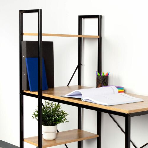 Skrivebord med hylde Max Home Stål Melamin spånplade 100 x 120 x 52 cm