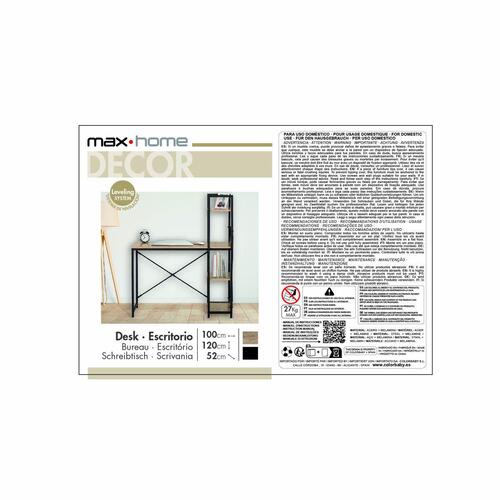 Skrivebord med hylde Max Home Stål Melamin spånplade 100 x 120 x 52 cm
