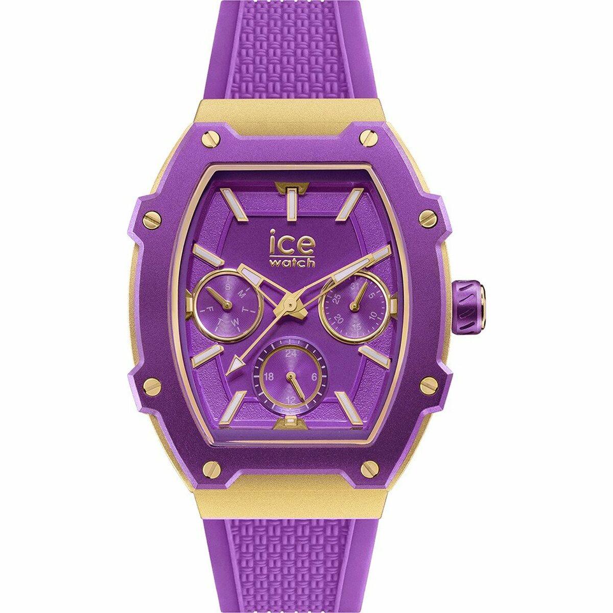 Ice dameur 023289, kvarts - Ø 35 mm, lilla/guld, silikonerem