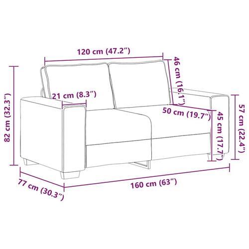 2 personers sofa med hynder stof mørkegrå