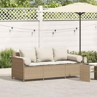 3-personers havesofa med hynder polyrattan beige
