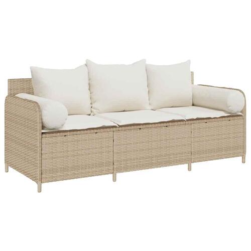 3-personers havesofa med hynder polyrattan beige