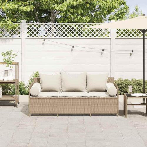 3-personers havesofa med hynder polyrattan beige