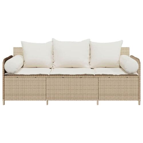 3-personers havesofa med hynder polyrattan beige