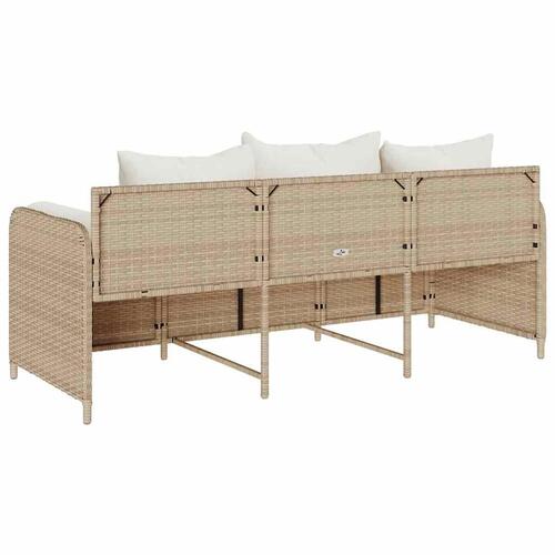 3-personers havesofa med hynder polyrattan beige