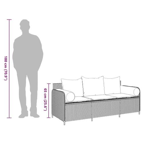 3-personers havesofa med hynder polyrattan beige