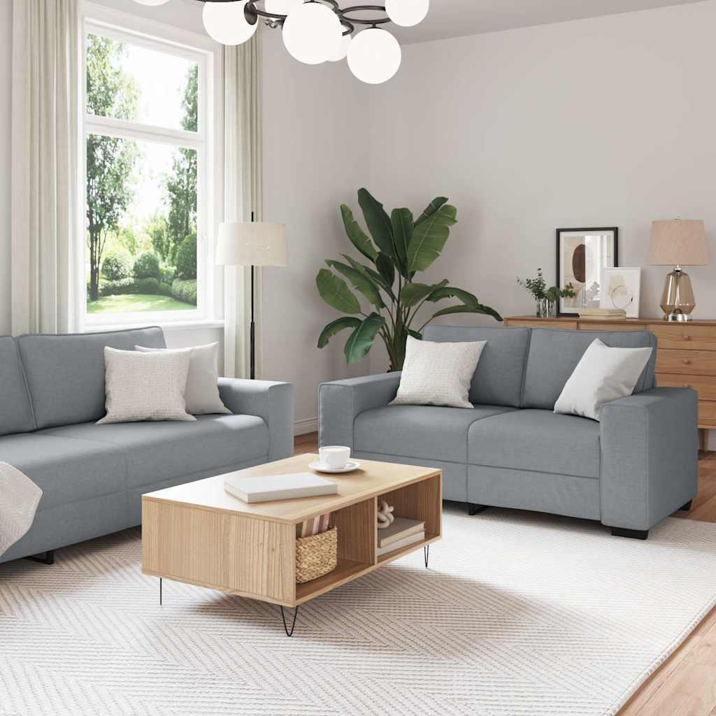 2 personers sofa med hynder stof lysegrå
