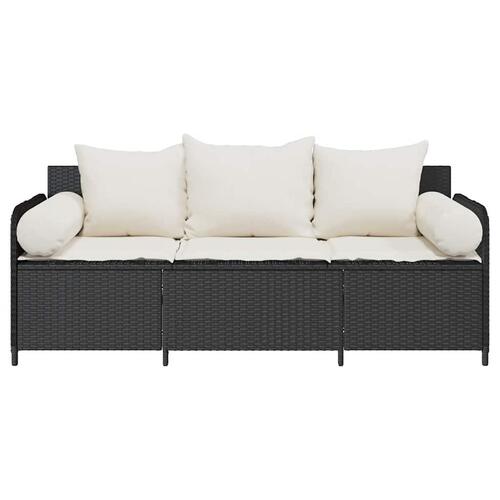 3-personers havesofa med hynder polyrattan sort