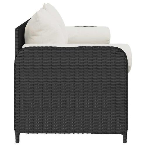 3-personers havesofa med hynder polyrattan sort