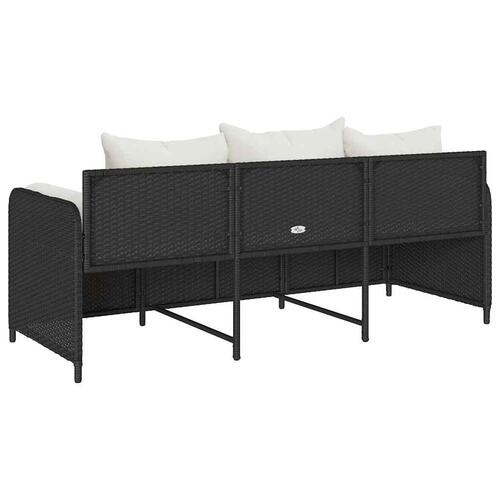 3-personers havesofa med hynder polyrattan sort