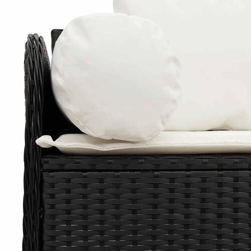 3-personers havesofa med hynder polyrattan sort