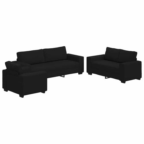 3 personers sofa med hynder stof sort