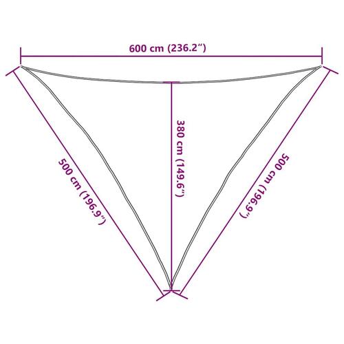 Solsejl 5x5x6 m 160 g/m² trekantet HDPE sandfarvet