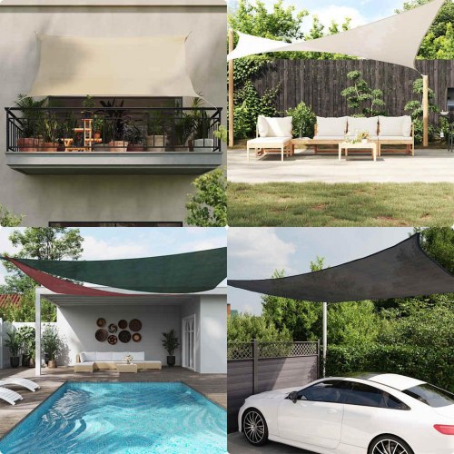 Solsejl 4/5 × 4 m - trapezformet HDPE, sort (160 g/m²)