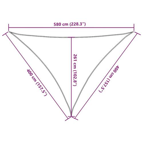 Solsejl 4x4x5,8 m 160 g/m² trekantet HDPE sandfarvet