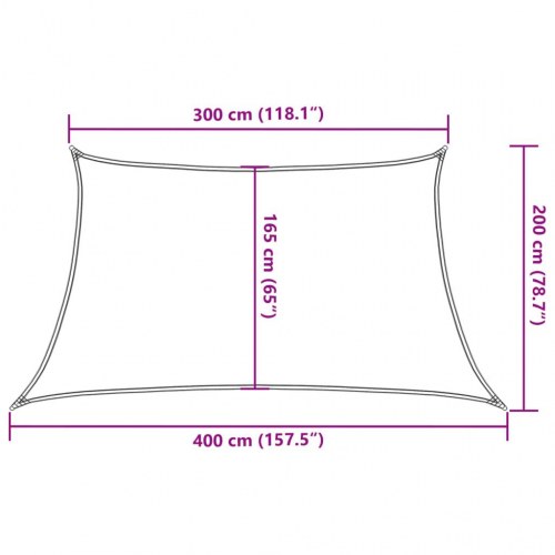 Solsejl i HDPE 160 g/m² - 3/4 x 2 m trapez, lysegrå