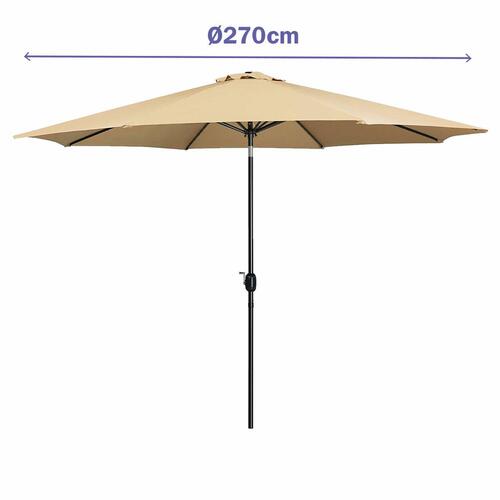 Marbueno Parasoll Stål 8 Spidser D270 cm Polyester Brun Have, Pool, Terrasse 10482