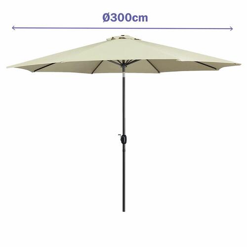 Marbueno Parasol Stål 8 Spidser D300 cm Polyester Beige Have, Pool, Terrasse 10486