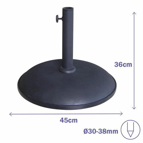 Marbueno Base Parasol Rund Cement 45x36 cm 20KG Sort Have, Pool og Terrasse 10450