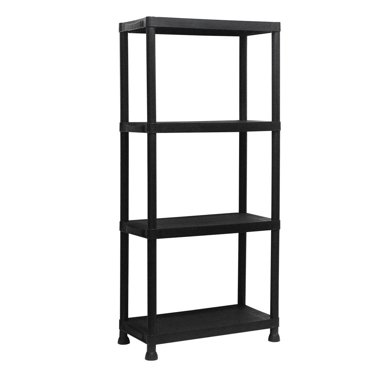 Marbueno reol med 4 hylder - plastik, sort, 61×31×131 cm billede