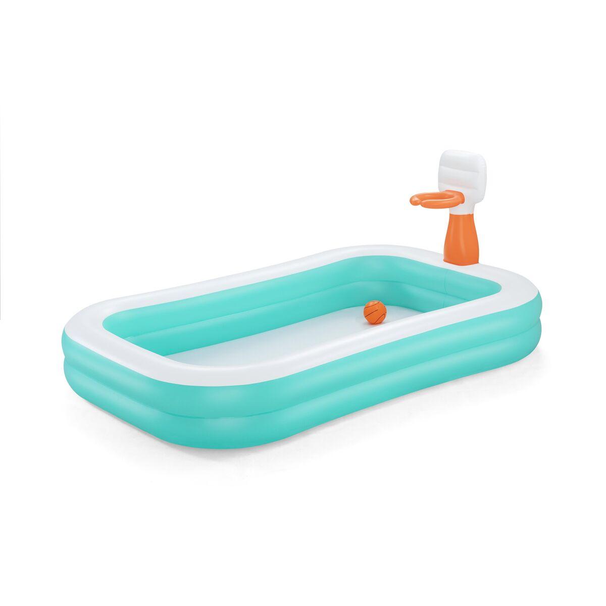 Bestway oppustelig børnepool med basketballkurv 251 × 168 × 102 cm - 3+ år