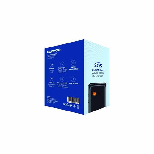 Mobiltelefon til ældre mennesker Daewoo 2,8" Sort
