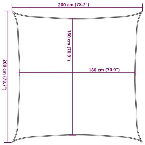 Solsejl 2x2 m 160 g/m² HDPE orange