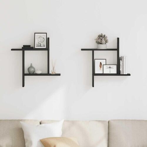 Væghængte kubehylder 2 stk. 50x12x50 cm konstrueret træ sort eg