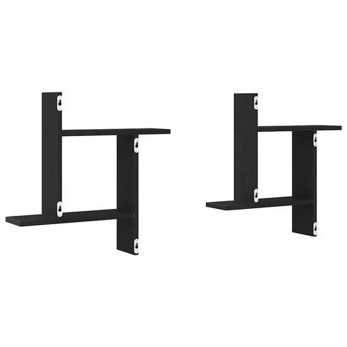 Væghængte kubehylder 2 stk. 50x12x50 cm konstrueret træ sort eg