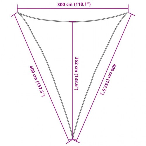 Solsejl 3 x 4 x 4 m trekantet HDPE 160 g/m² lysegrå