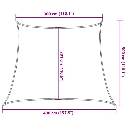 Solsejl i HDPE 3/4 × 3 m - trapezformet, orange
