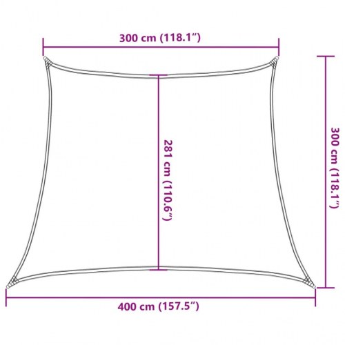Solsejl trapez 3/4 x 3 m - HDPE 160 g/m² - lysegrå