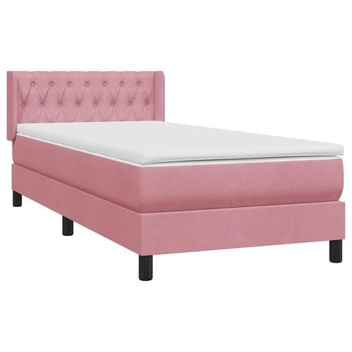 Kontinentalseng med madras lyserød 90x210 cm fløjl