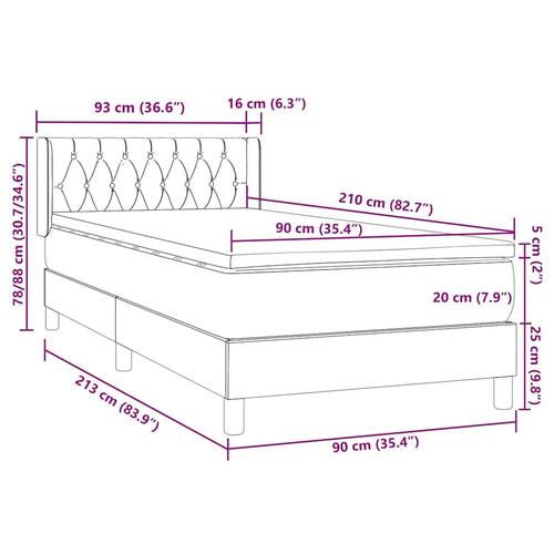 Kontinentalseng med madras lyserød 90x210 cm fløjl
